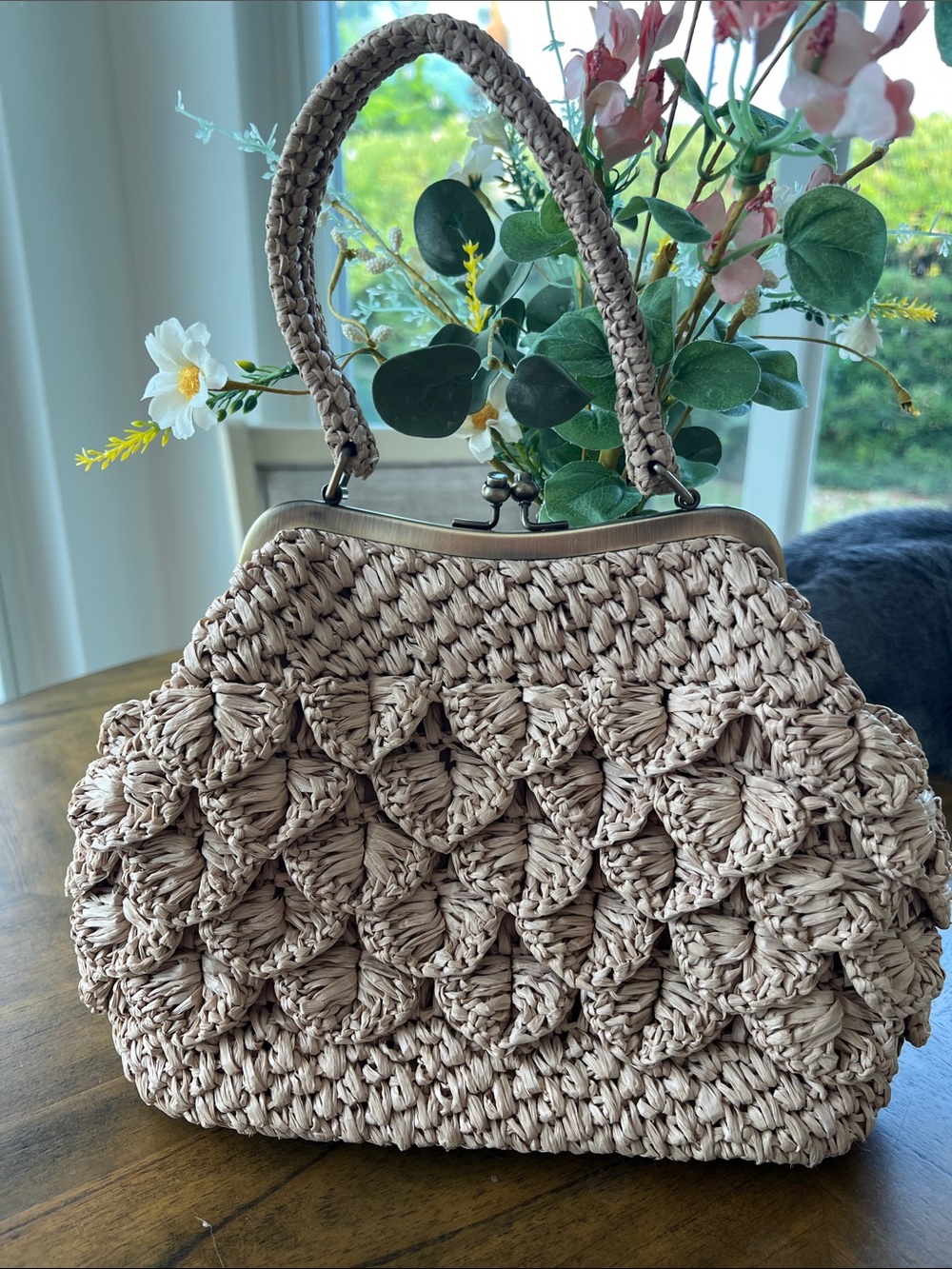 Patricia Nash Laureana Frame Scalloped Raffia Straw Bag - Picture 4 of 12